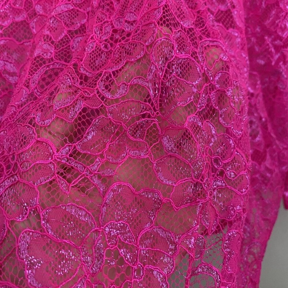 By Anthropologie Metallic Lace Buttondown Shirt pink size XSP PXS new nwt - Picture 2 of 9